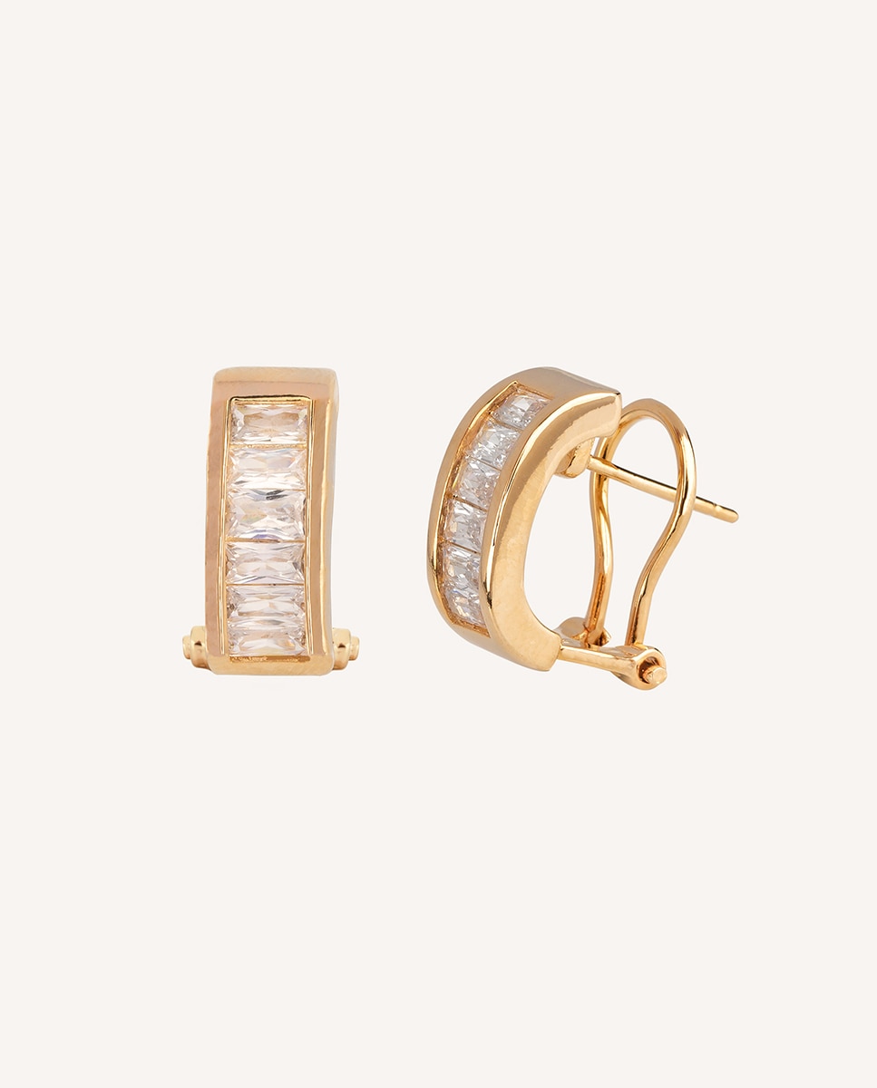Pendientes essentials bañados en de 18kt omega con circonitas - Vidal & Vidal - Oro Oro-1