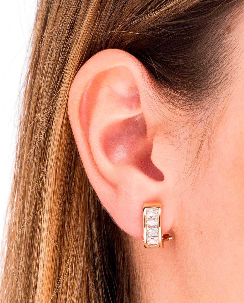 Pendientes essentials bañados en de 18kt omega con circonitas - Vidal & Vidal - Oro Oro-2