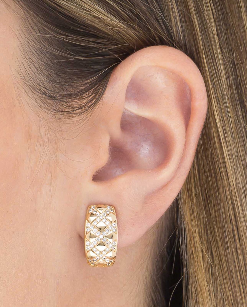 Imagen 2 de Pendientes essentials bañados en oro 18kt rombo con circonitas - Vidal & Vidal - Oro Oro