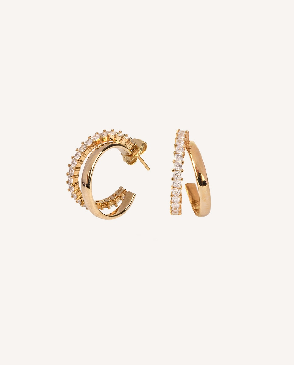 Pendientes aro essentials bañados en oro 18 kt con circonitas Blanco Vidal & Vidal Blanco-1