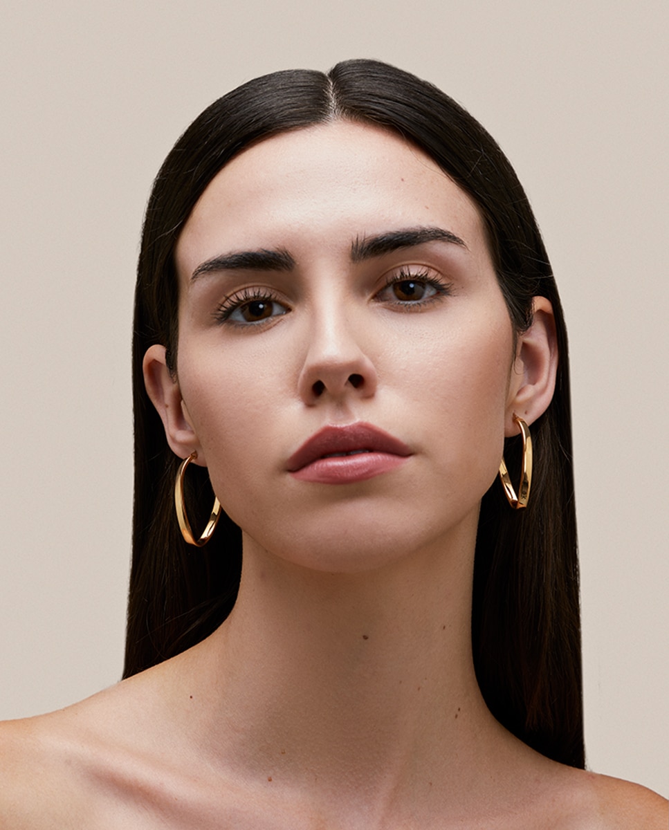 Pendientes melissa bañados en oro de 18 kt aro ovalado ondulado Oro Vidal & Vidal Oro-2