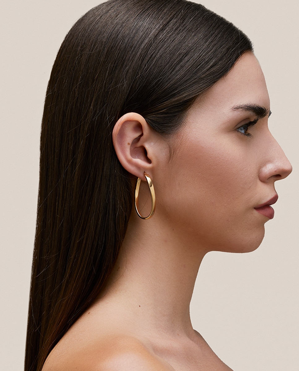 Pendientes melissa bañados en oro de 18 kt aro ovalado ondulado Oro Vidal & Vidal Oro-3