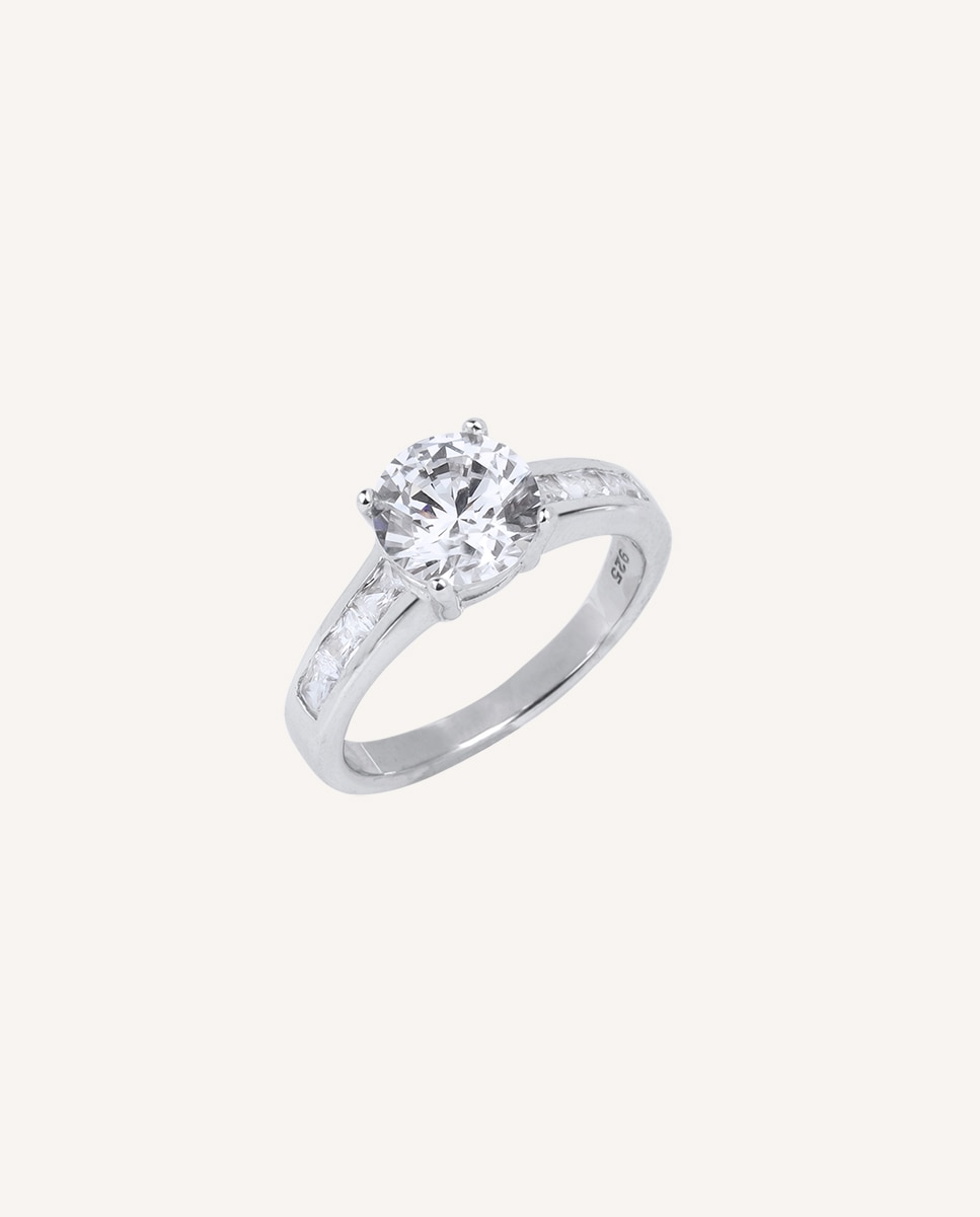 Anillo signature de plata de ley con baño en platino con circonitas - Vidal & Vidal - Plata Plata-1