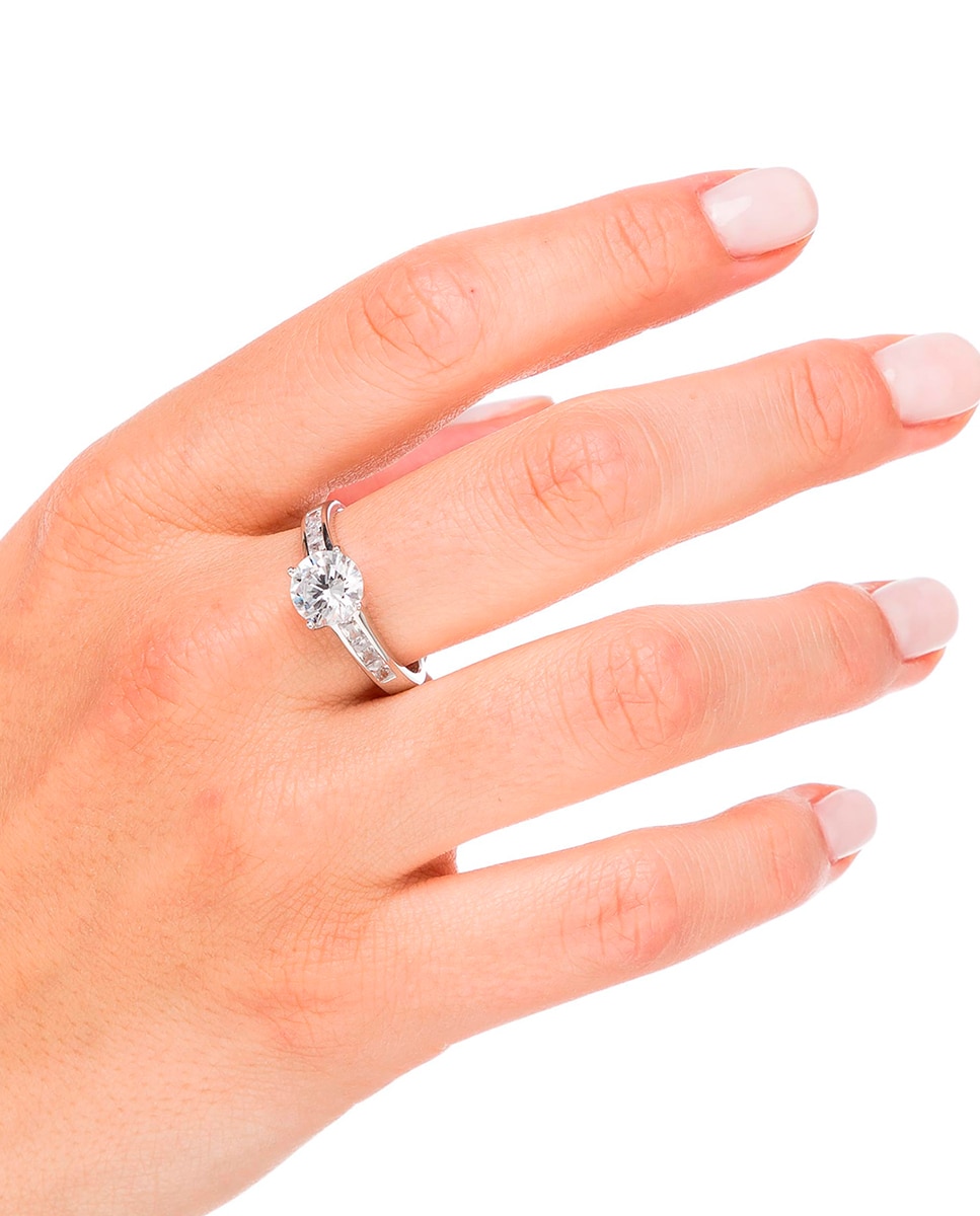 Anillo signature de plata de ley con baño en platino con circonitas - Vidal & Vidal - Plata Plata-2
