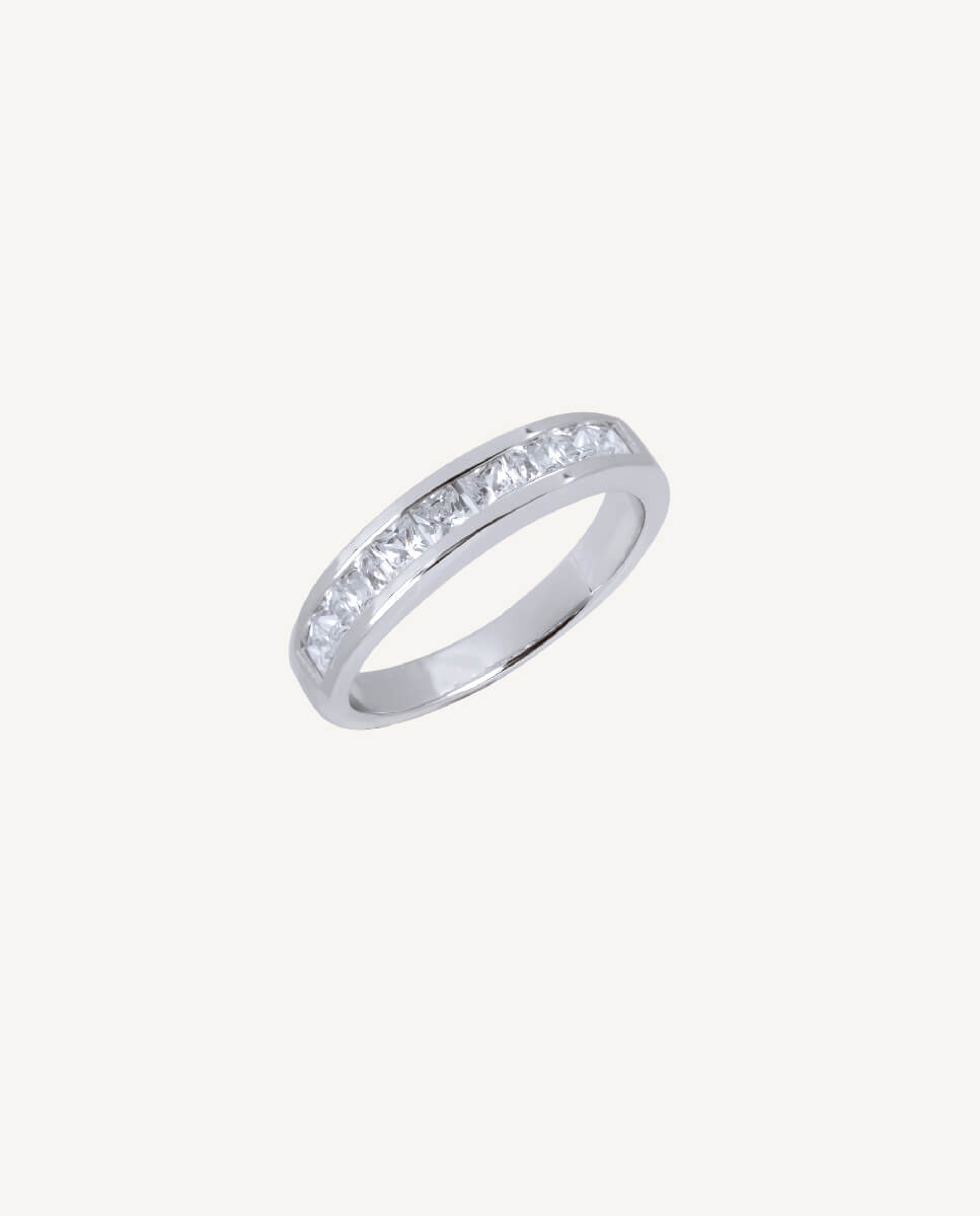 Imagen 1 de Anillo signature de plata de ley con baño en platino y circonitas - Vidal & Vidal - Plata Plata