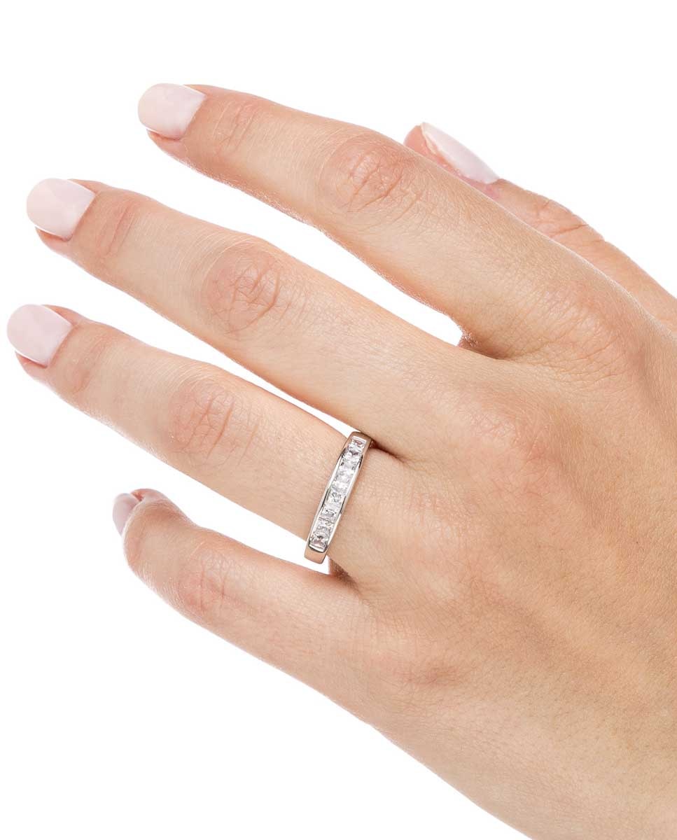 Imagen 2 de Anillo signature de plata de ley con baño en platino y circonitas - Vidal & Vidal - Plata Plata