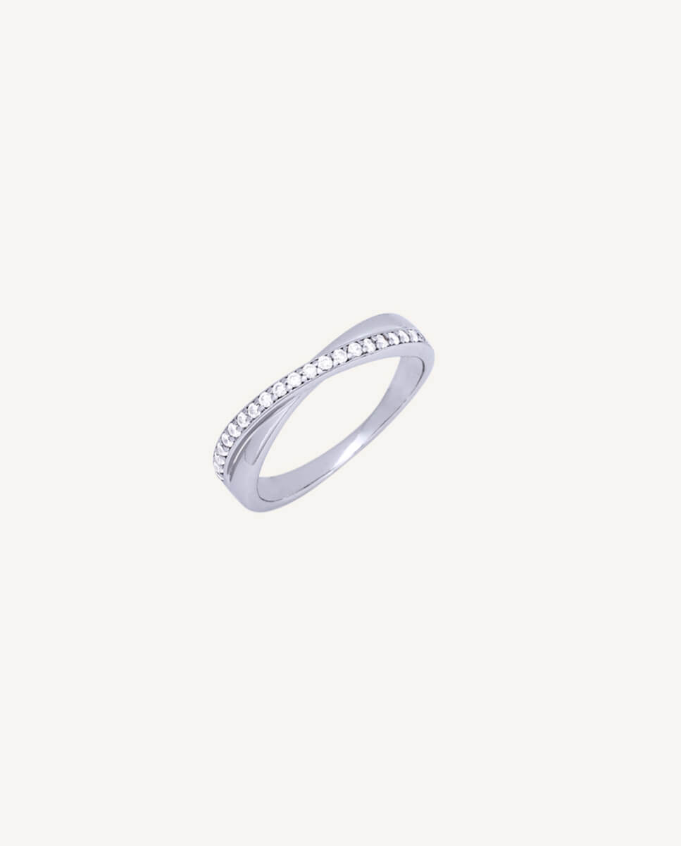 Imagen 1 de Anillo blanca de plata de ley 925 con baño en platino y circonitas - Vidal & Vidal - Oro Oro