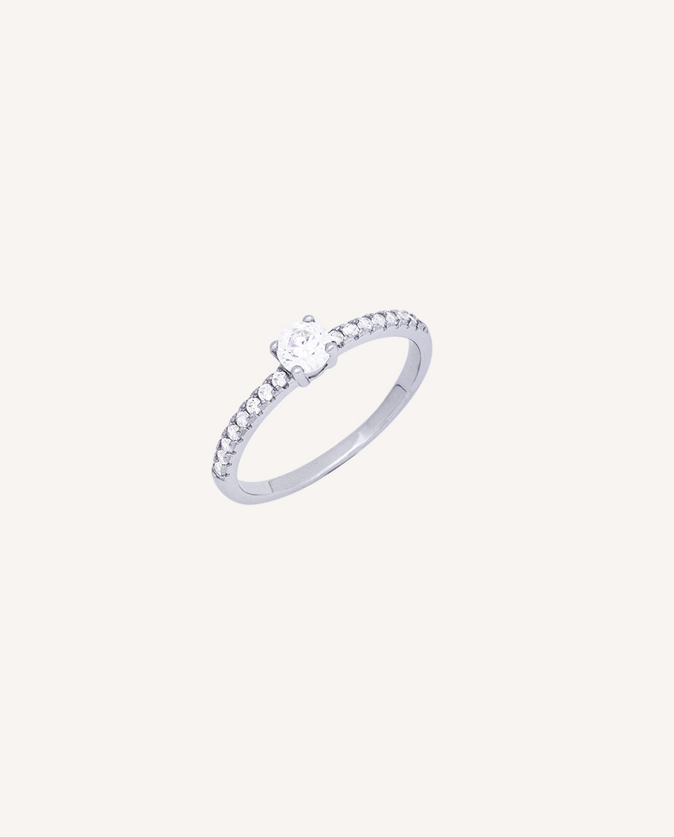 Anillo victoria de plata de ley 925 con baño en platino circonitas - Vidal & Vidal - Plata Plata-1