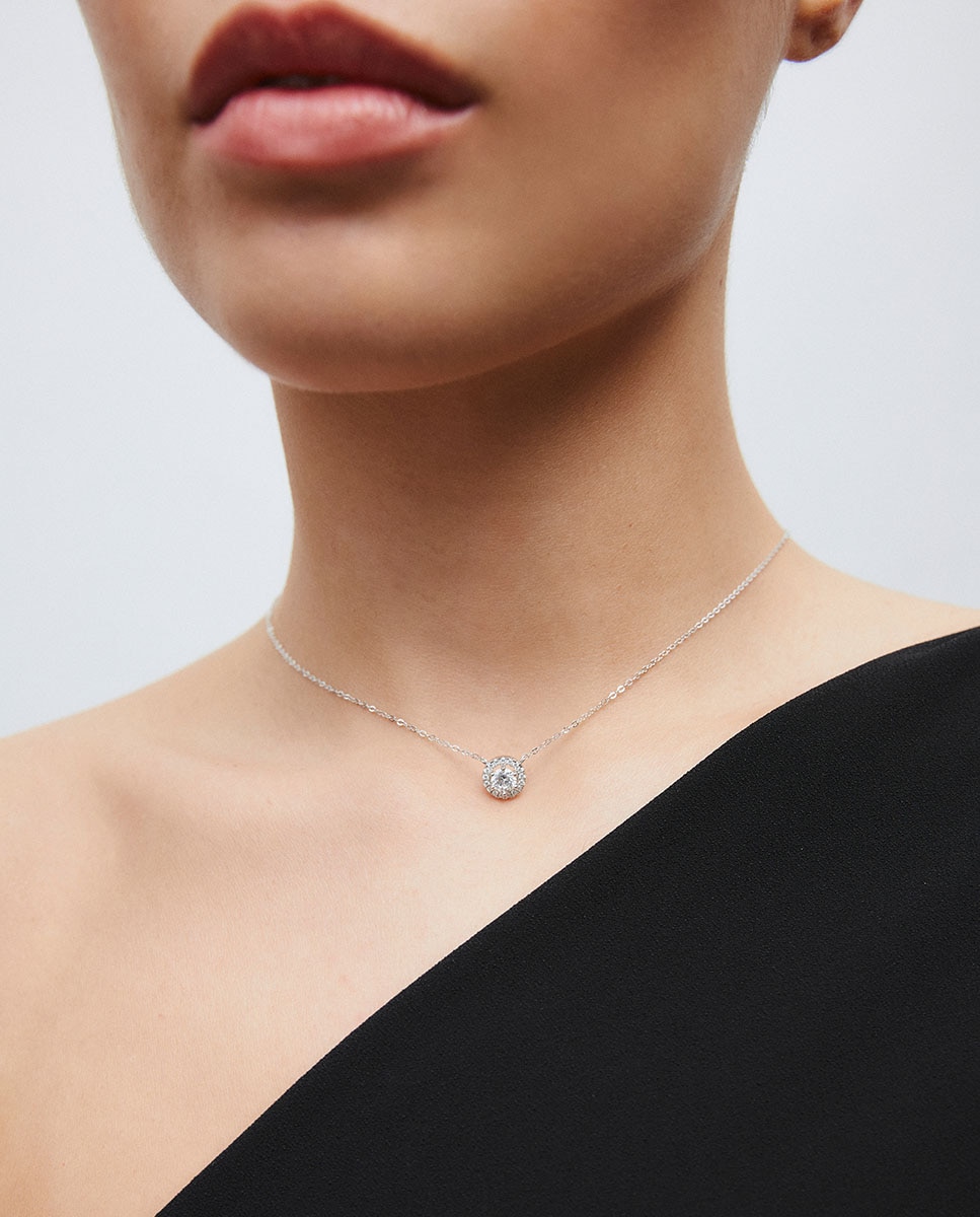 Collar cadena fina luce de de ley 925 con baño en platino y circonitas - Vidal & Vidal - Plata Plata-2