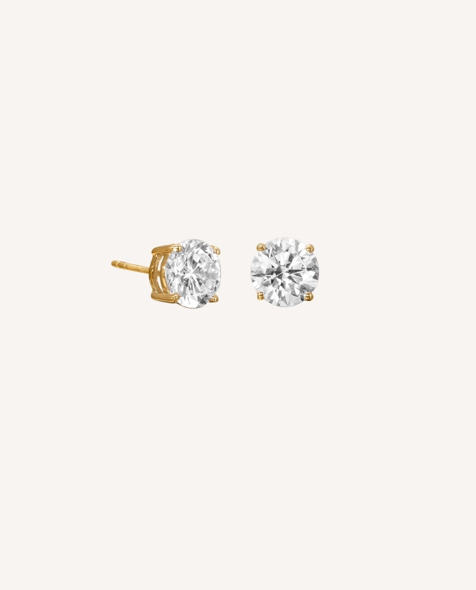 Pendientes botón de plata bañados en 18kt y circonitas - Vidal & Vidal - Oro Oro-1