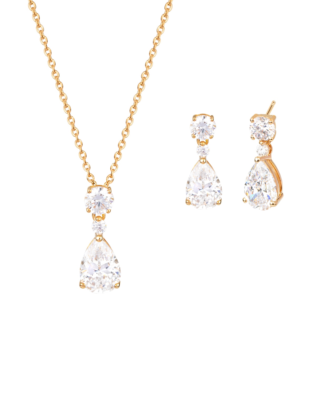 Imagen 0 de Set de colgante y pendientes en plata de ley 925 con baño en oro de 18kt y circonitas Verde