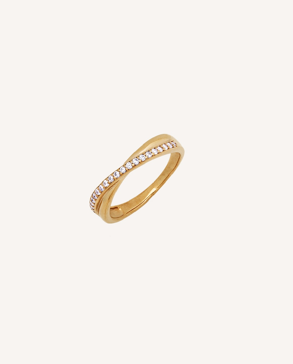 Anillo blanca de plata de ley 925 con baño en oro de 18 kt y circonitas - Vidal & Vidal - Oro Oro-1