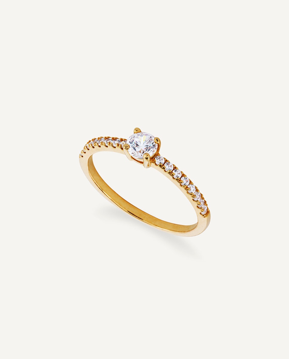 Anillo gimena de plata de ley 925 con baño en oro de 18 kt con circonitas - Vidal & Vidal - Oro Oro-1