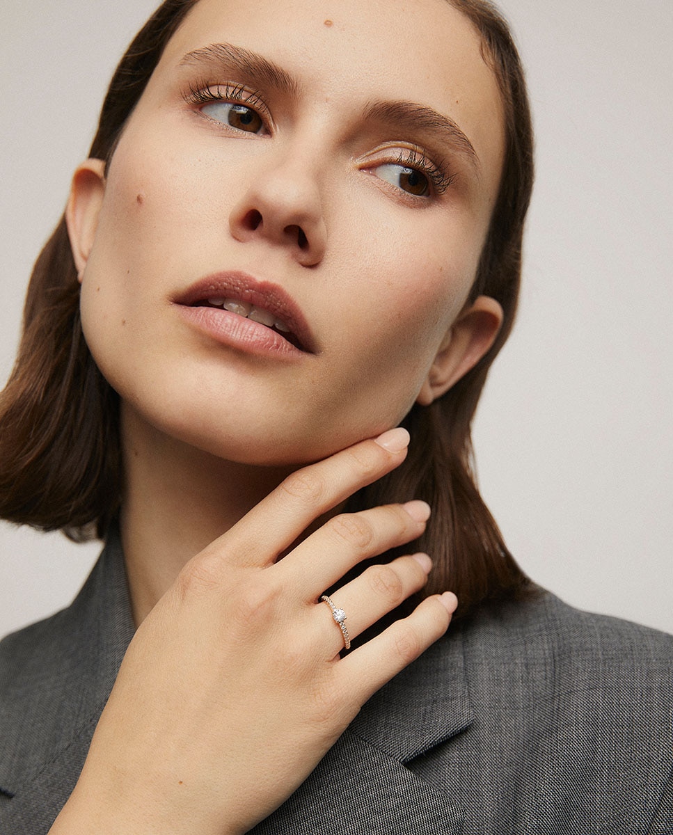 Anillo gimena de plata de ley 925 con baño en oro de 18 kt con circonitas - Vidal & Vidal - Oro Oro-3