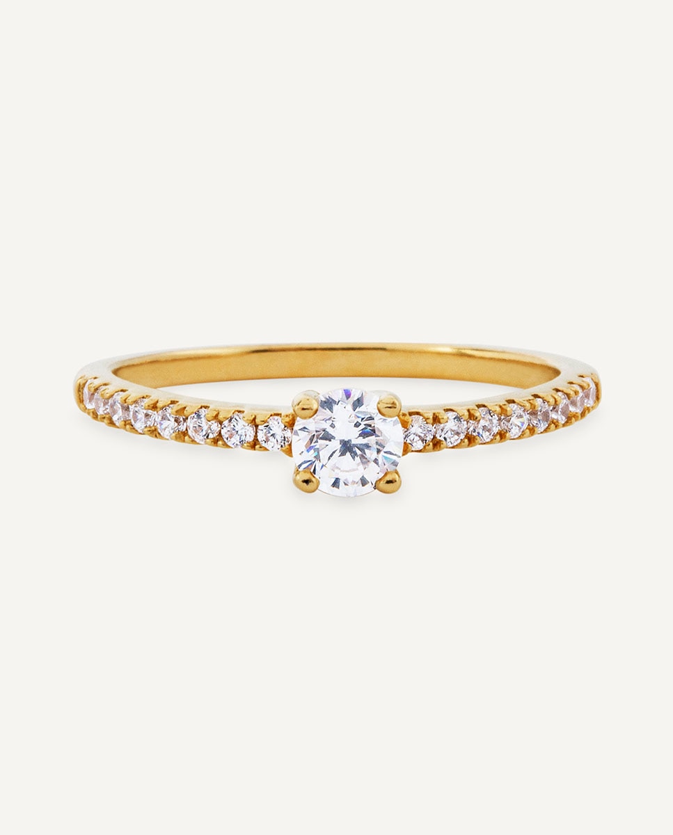 Anillo gimena de plata de ley 925 con baño en oro de 18 kt con circonitas - Vidal & Vidal - Oro Oro-4
