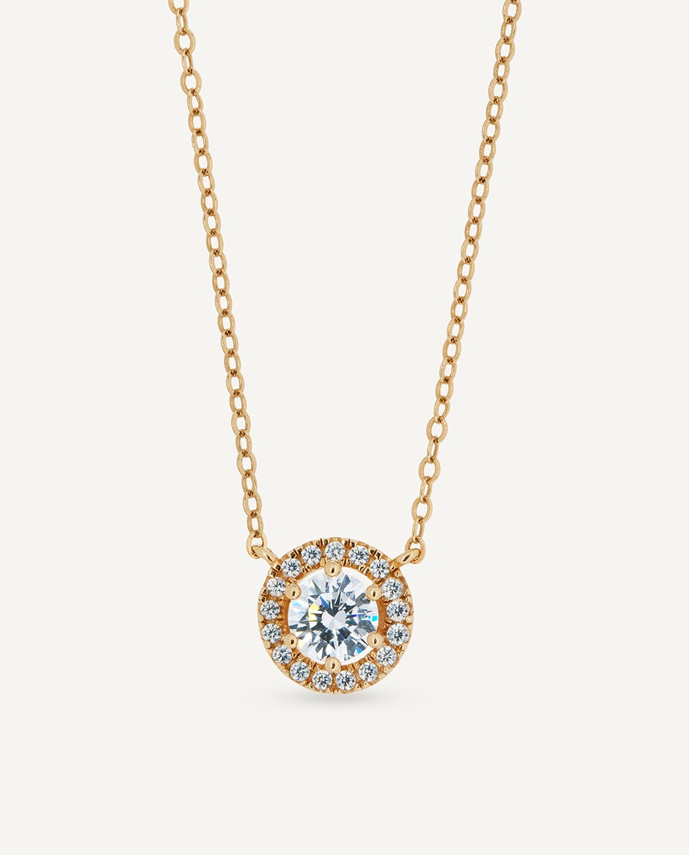 Collar cadena fina luce de plata de ley 925 con baño en de 18 kt y circonitas - Vidal & Vidal - Oro Oro-1