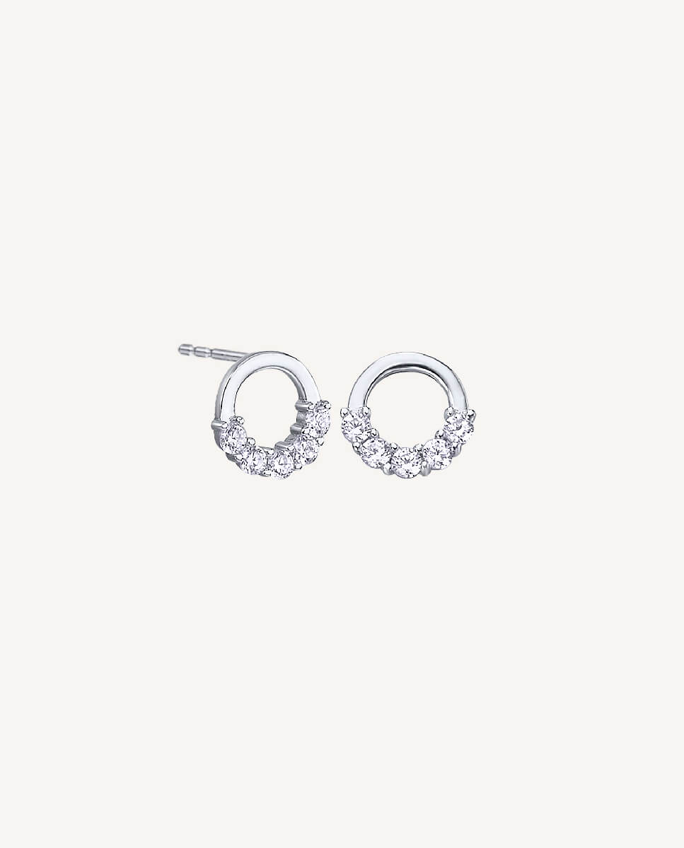 Pendientes botón mini de de ley 925 con baño en platino y circonitas - Vidal & Vidal - Plata Plata-1