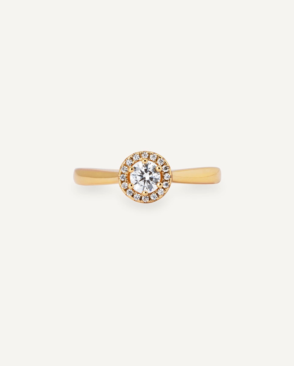 Imagen 4 de Anillo luce liso de plata de ley 925 con baño en oro de 18 kt y circonitas - Vidal & Vidal - Oro Oro