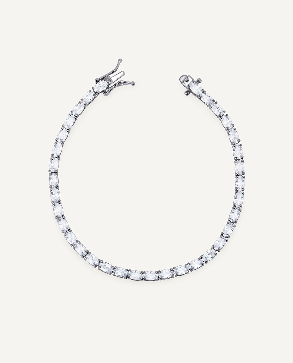 Pulsera tennis fina llum de plata de ley 925 con baño en platino con circonitas - Vidal & Vidal - Plata Plata-1