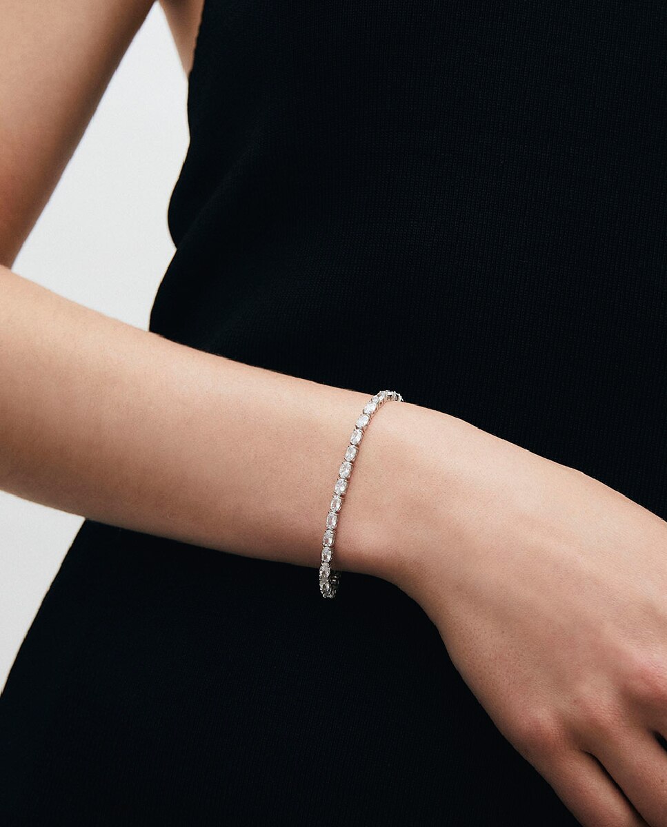 Pulsera tennis fina llum de plata de ley 925 con baño en platino con circonitas - Vidal & Vidal - Plata Plata-2