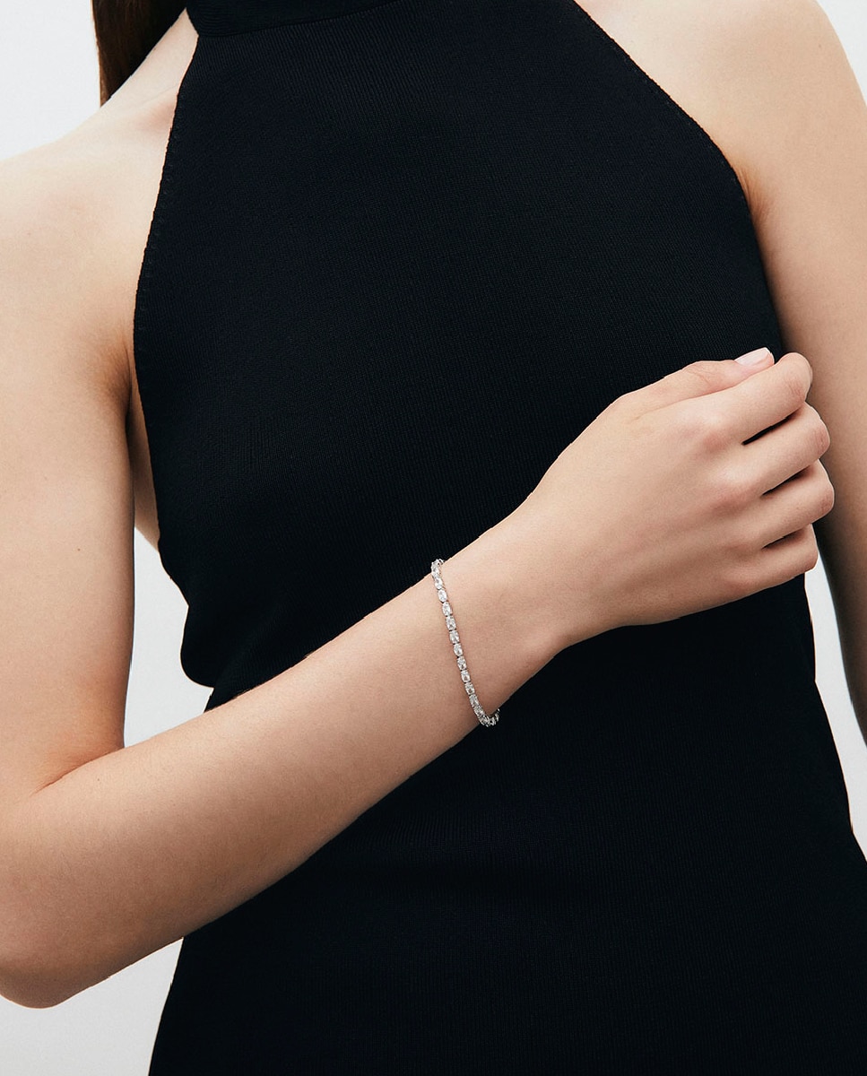 Pulsera tennis fina llum de plata de ley 925 con baño en platino con circonitas - Vidal & Vidal - Plata Plata-3