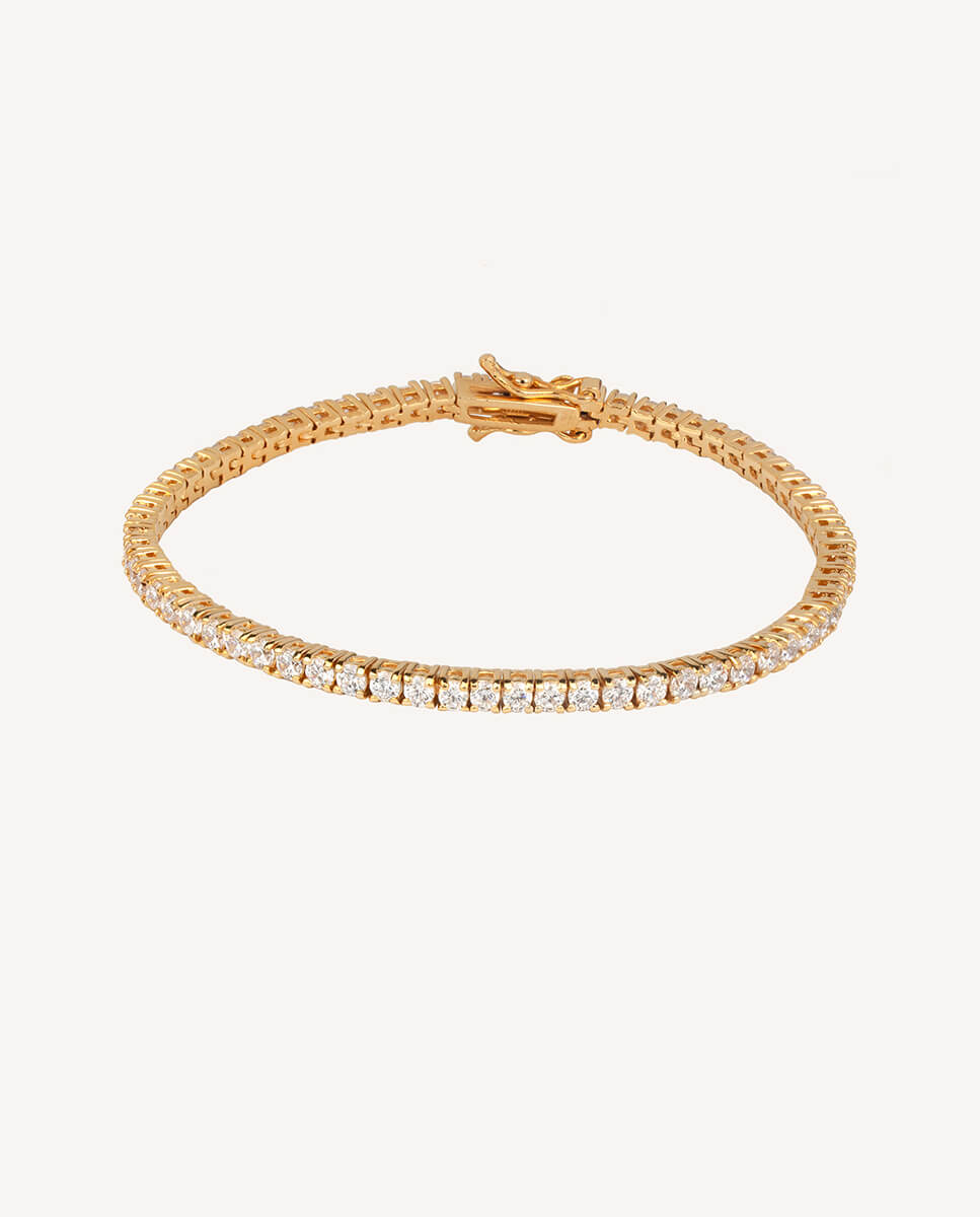 Pulsera tennis signature de plata de ley 925 con baño de oro 18 de kt - Vidal & Vidal - Oro Oro-1