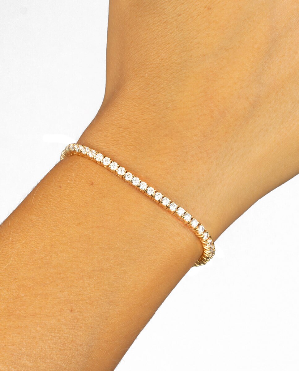 Pulsera tennis signature de plata de ley 925 con baño de oro 18 de kt - Vidal & Vidal - Oro Oro-2