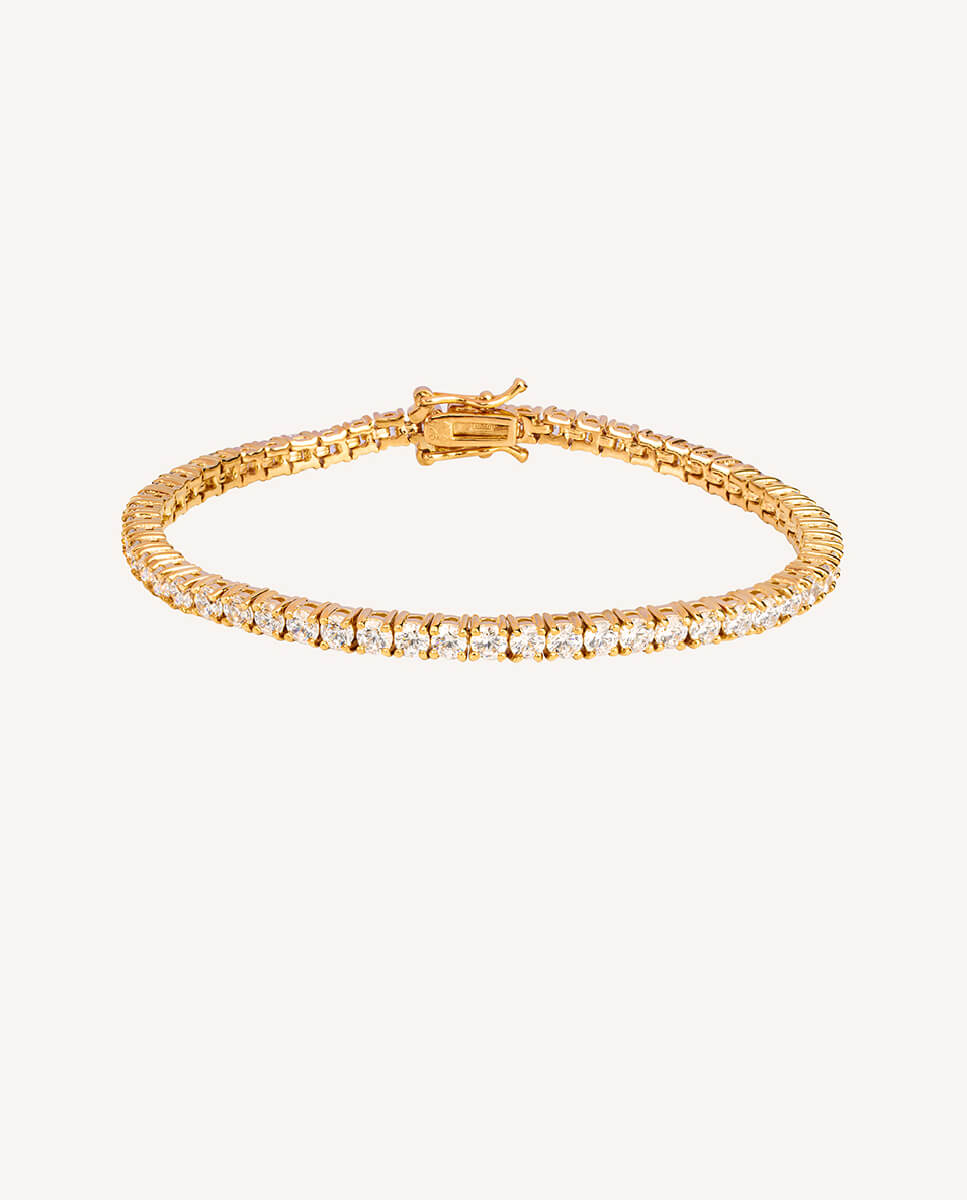 Pulsera riviere de plata de ley 925 con baño en oro de 18 kt y circonitas - Vidal & Vidal - Dorado Dorado-1