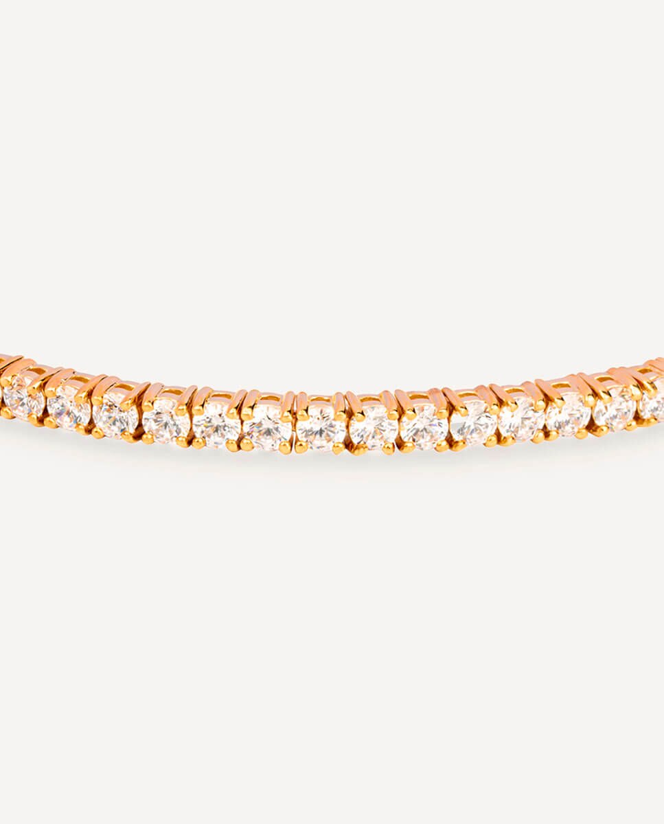 Pulsera riviere de plata de ley 925 con baño en oro de 18 kt y circonitas - Vidal & Vidal - Dorado Dorado-2