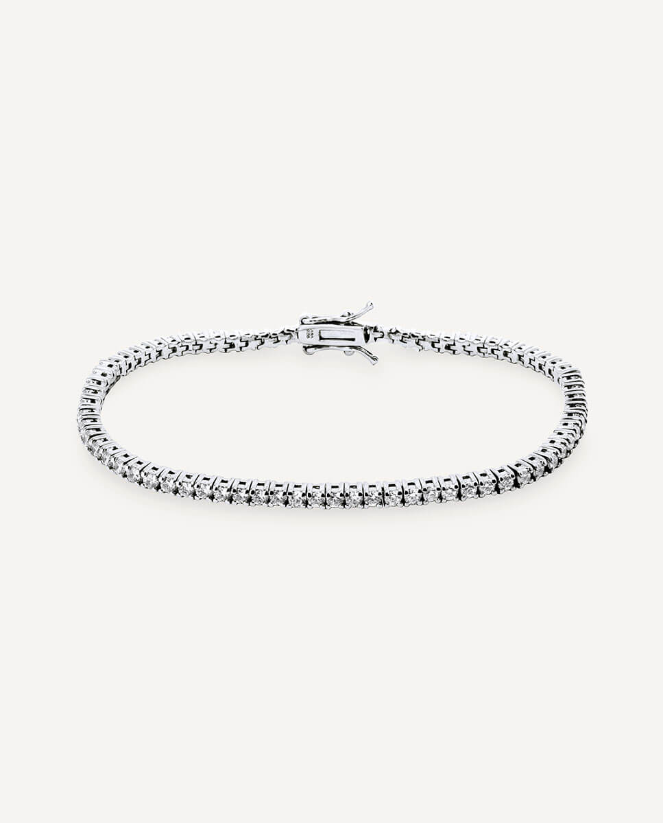 Pulsera tennis mini luné de plata de ley 925 con baño en platino y circonitas - Vidal & Vidal - Plata Plata-1