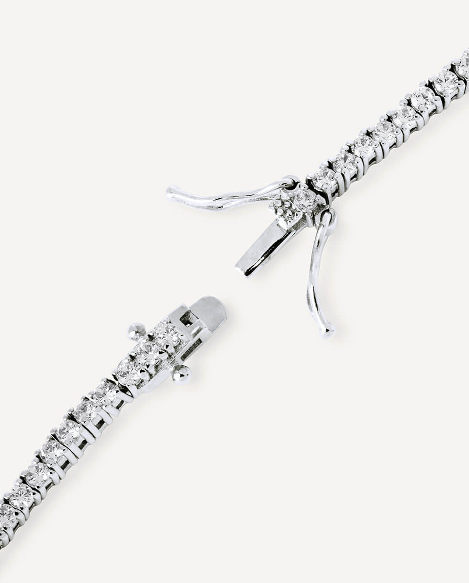 Pulsera tennis mini luné de plata de ley 925 con baño en platino y circonitas - Vidal & Vidal - Plata Plata-2