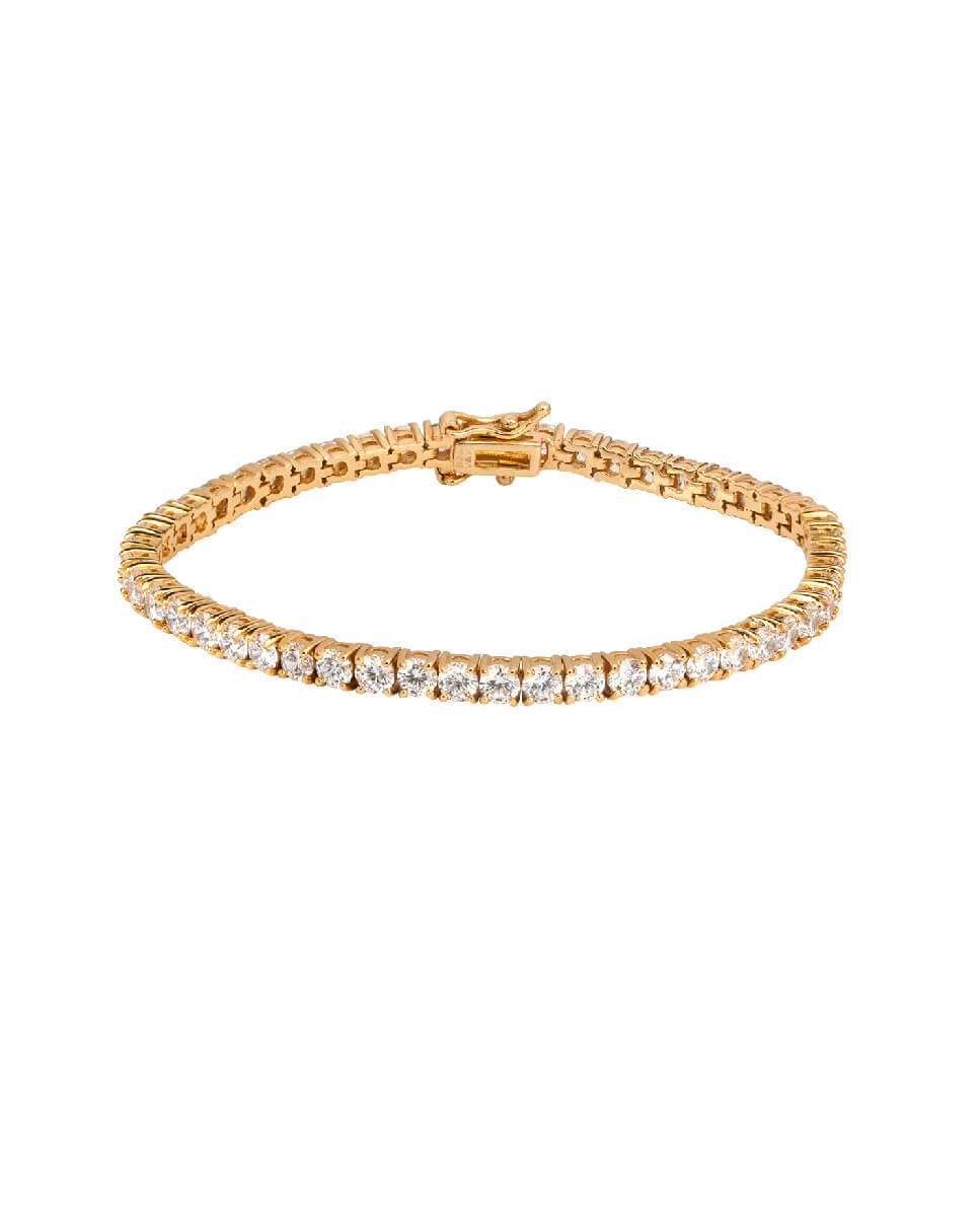 Pulsera riviere de plata de ley 925 con baño en oro de 18 kt y circonitas - Vidal & Vidal - Dorado Dorado-1