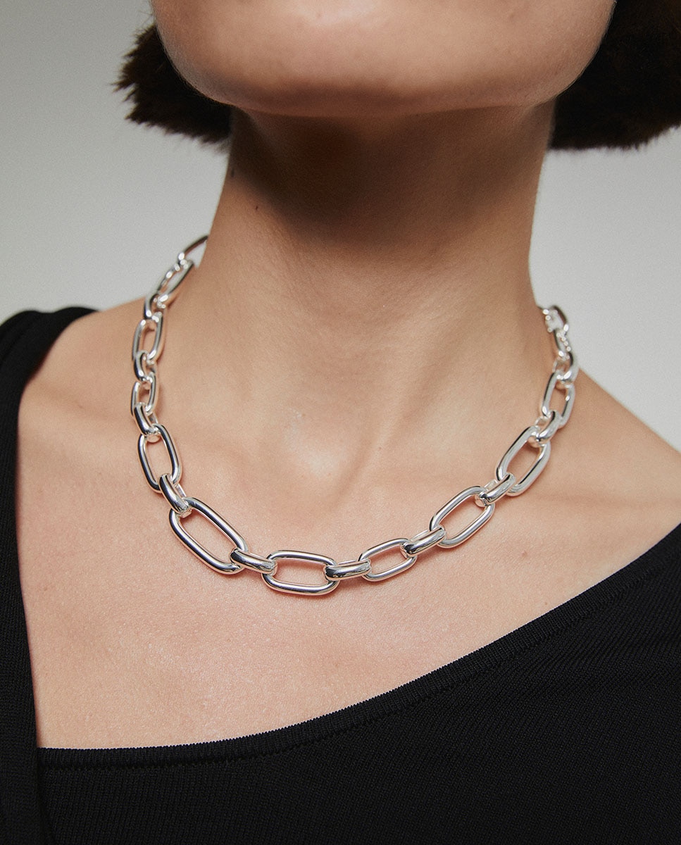 Collar hex bañado en plata de ley 925 - Vidal & Vidal - Plateado Plateado-2