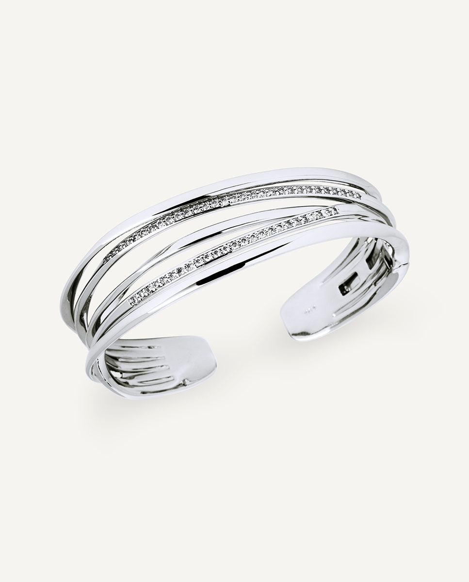 Brazalete flow bañado en plata de ley 925 con circonitas - Vidal & Vidal - Plateado Plateado-1