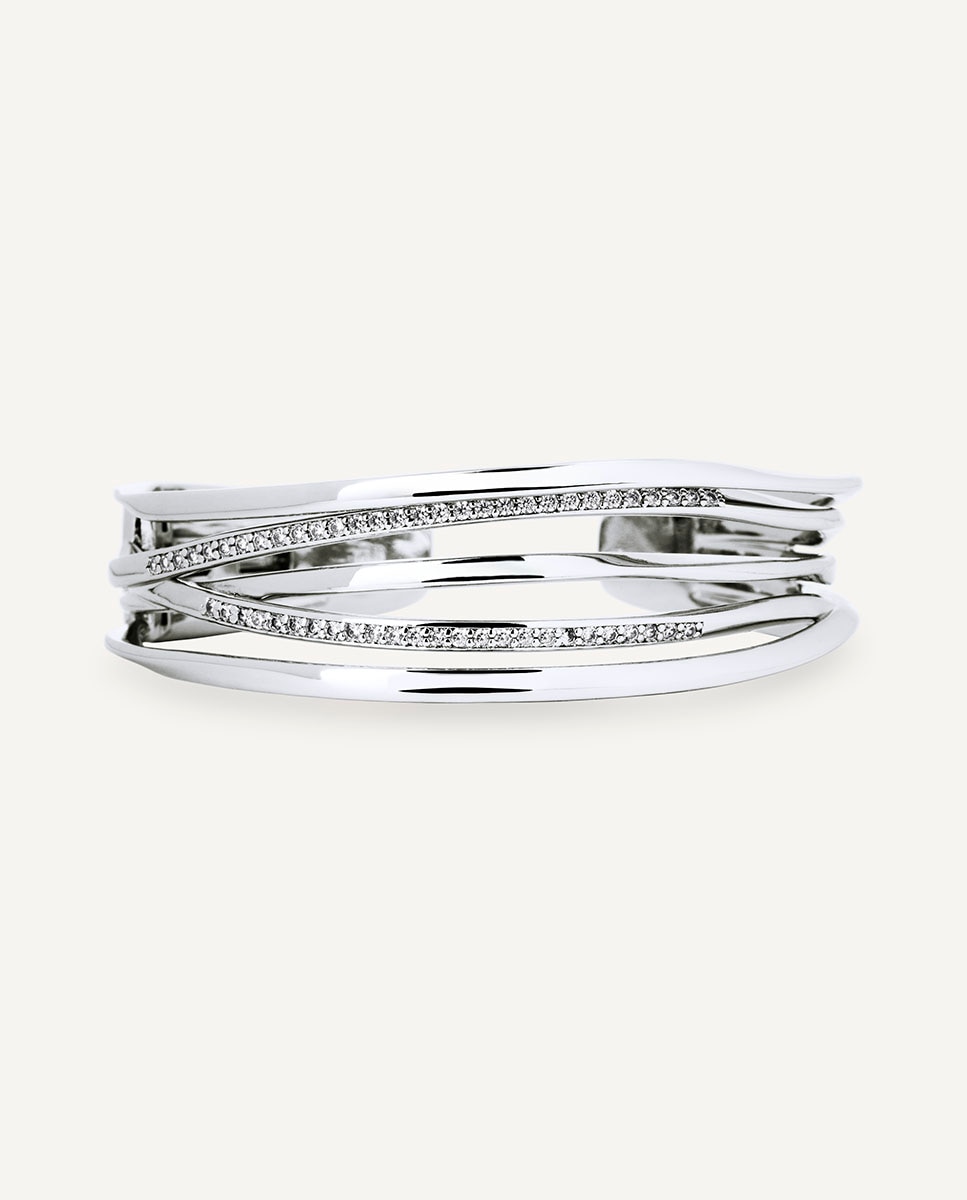 Brazalete flow bañado en plata de ley 925 con circonitas - Vidal & Vidal - Plateado Plateado-4