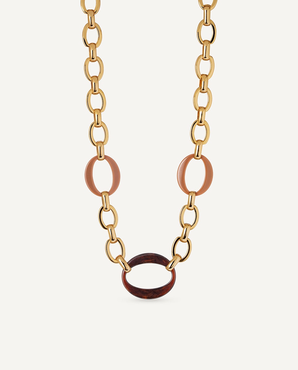 Collar eslabones caramel bañado en oro de 18 kt con acetato y resina - Vidal & Vidal - Marrón Marrón-1