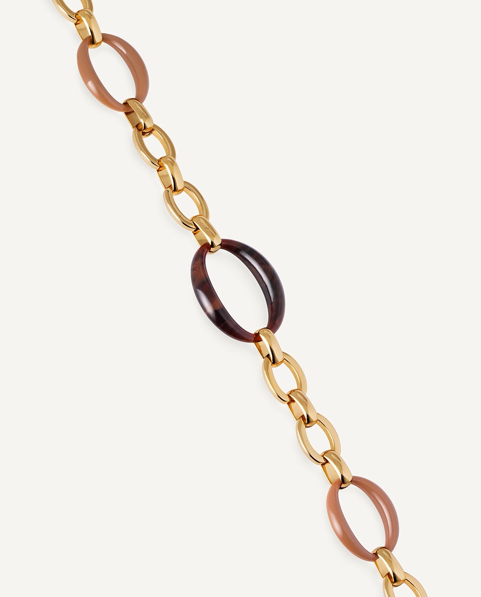 Collar eslabones caramel bañado en oro de 18 kt con acetato y resina - Vidal & Vidal - Marrón Marrón-4