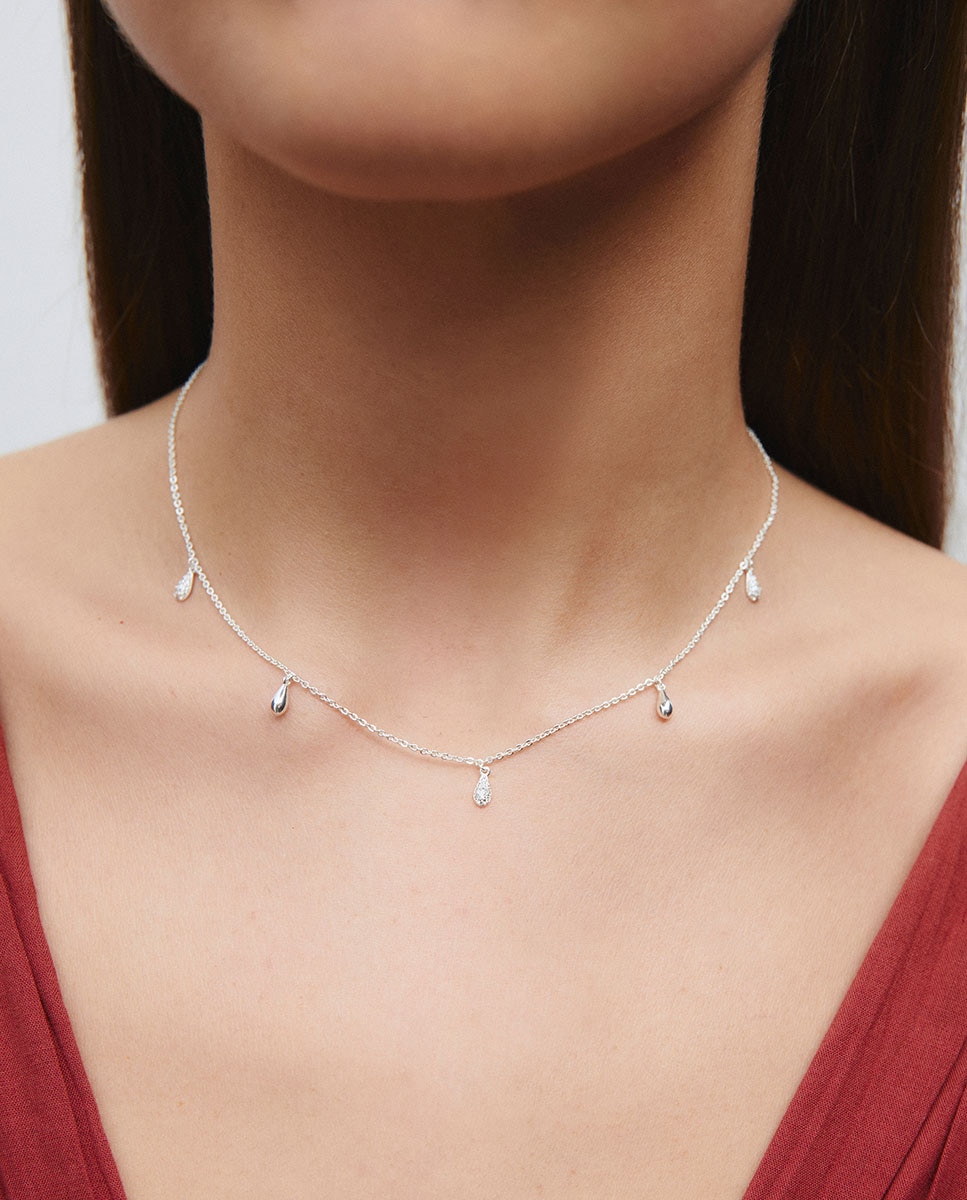 Collar drop bañado en plata de ley 925 - Vidal & Vidal - Plateado Plateado-2