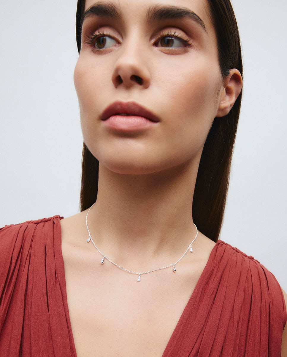 Collar drop bañado en plata de ley 925 - Vidal & Vidal - Plateado Plateado-3