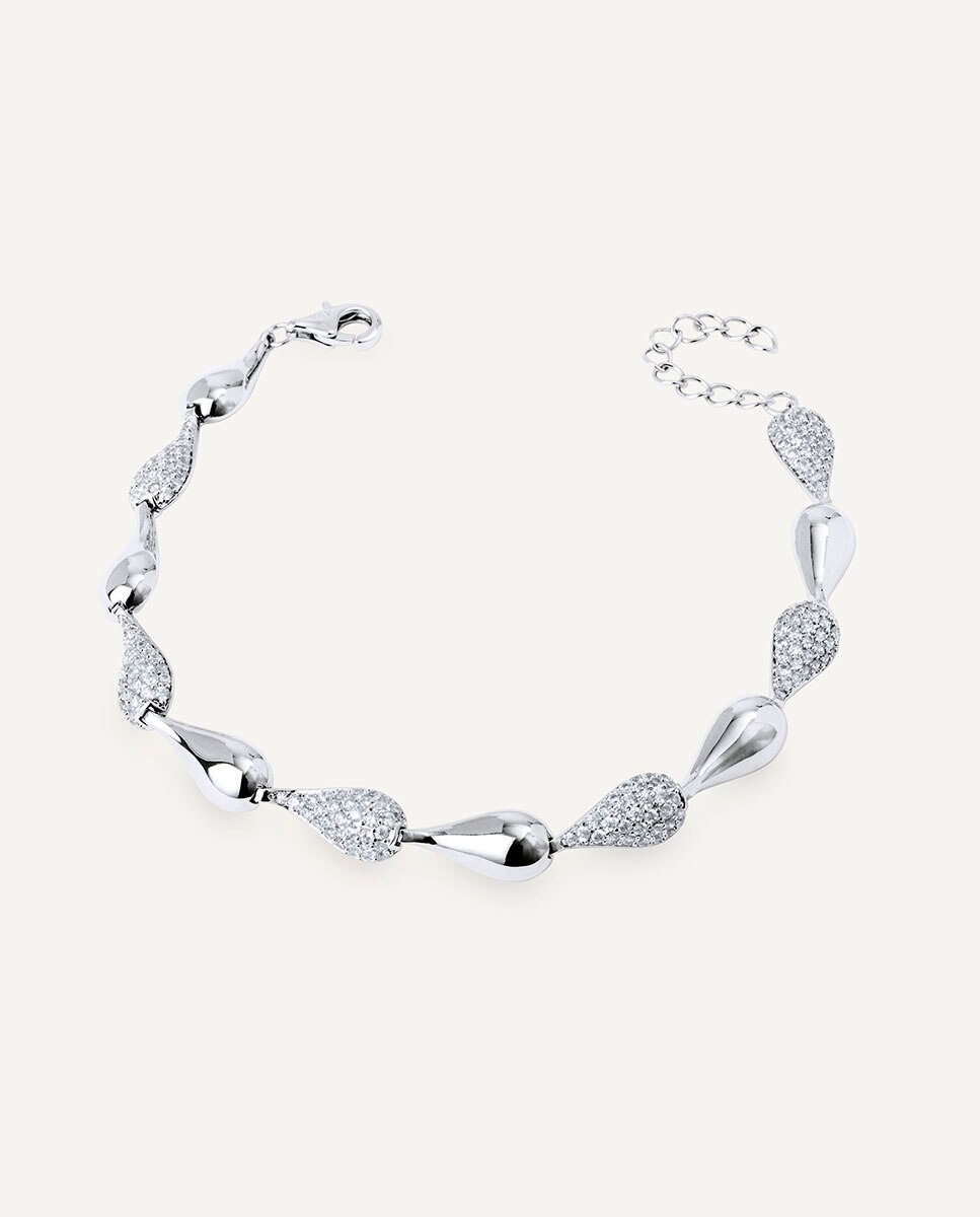 Pulsera de eslabones cascade bañada en plata de ley 925 con circonitas - Vidal & Vidal - Plateado Plateado-1