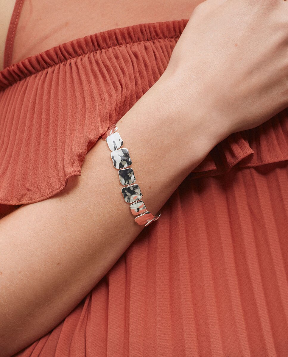 Pulsera con eslabones cuadrados reflexes bañada en plata de ley 925 - Vidal & Vidal - Plateado Plateado-2