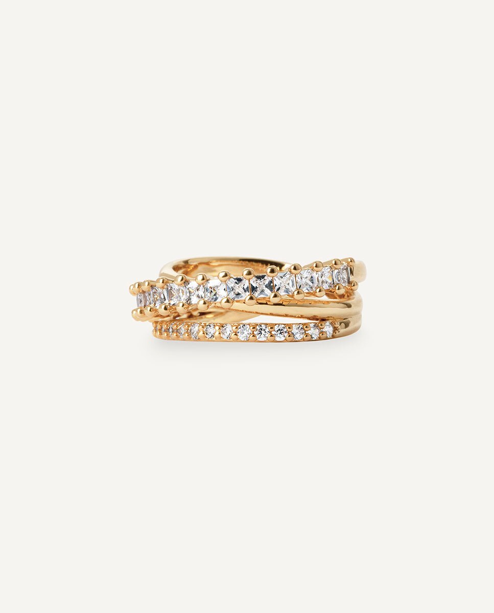 Anillo tiras lucent bañado en oro de 18 kt con circonitas - Vidal & Vidal - Dorado Dorado-4