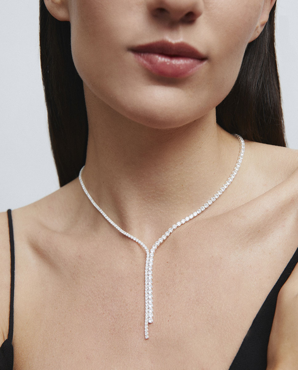 Collar lucent bañado en plata de ley 925 con circonitas - Vidal & Vidal - Plateado Plateado-2