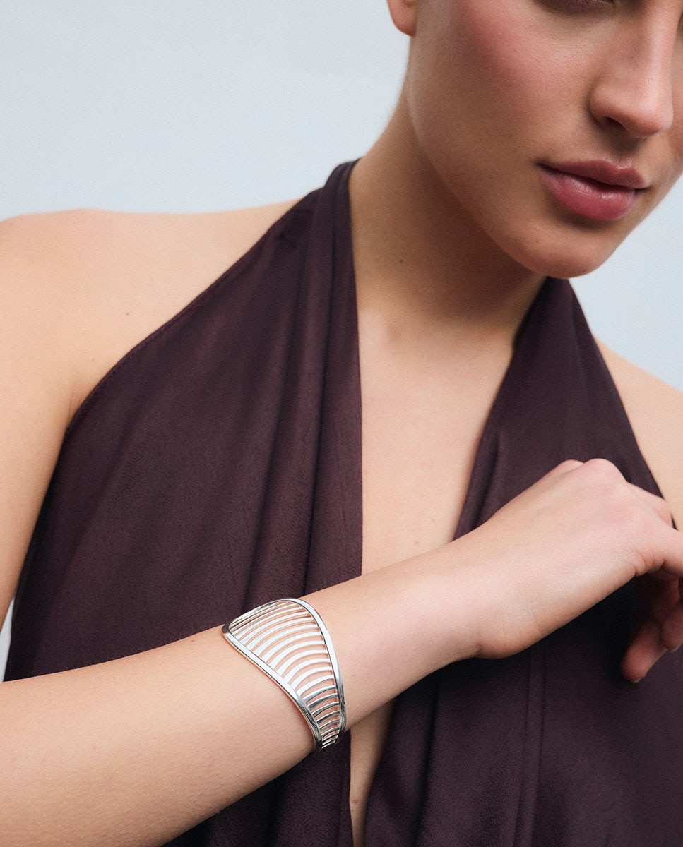 Brazalete rígido volumen nereida bañado en plata de ley 925 - Vidal & Vidal - Plateado Plateado-2