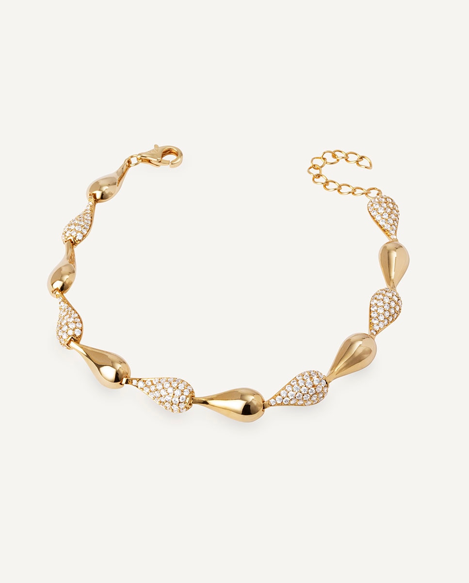 Pulsera con eslabones cascade bañada en oro de 18 kt con circonitas - Vidal & Vidal - Dorado Dorado-1
