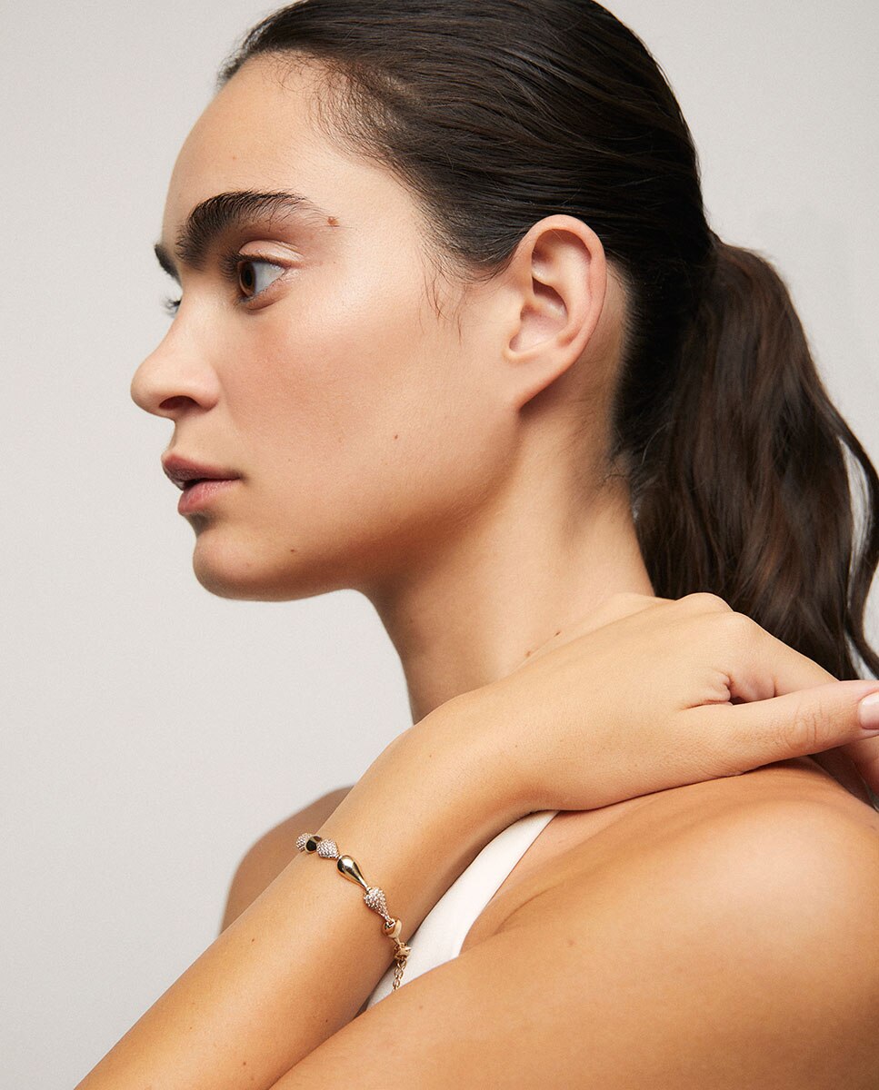 Pulsera con eslabones cascade bañada en oro de 18 kt con circonitas - Vidal & Vidal - Dorado Dorado-3