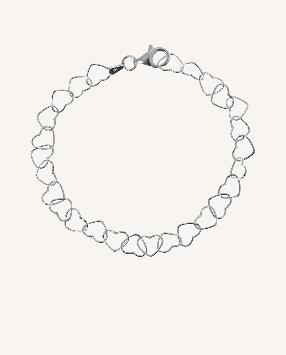 Pulsera de eslabones amore clásicos de de ley 925 con corazones - Vidal & Vidal - Plata Plata-1