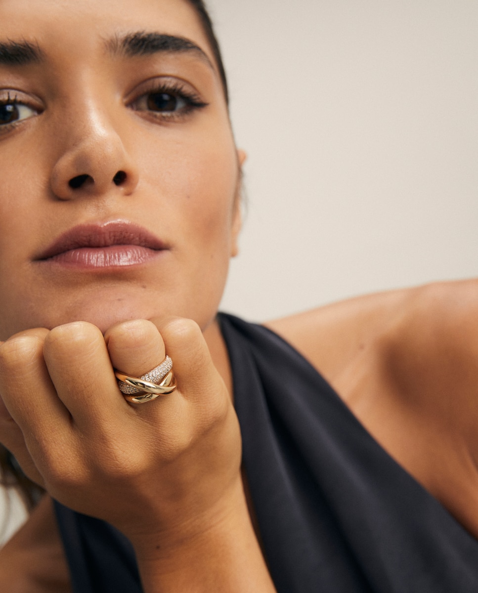 Anillo tiras luz bañado en oro de 18 kt con circonitas - Vidal & Vidal - Dorado Dorado-3