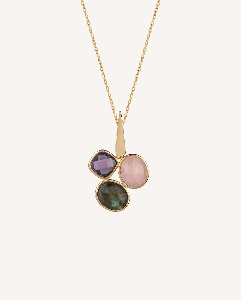 Colgante india bañado en oro de 18 kt con piedras naturales - Vidal & Vidal - Multicolor Multicolor-1
