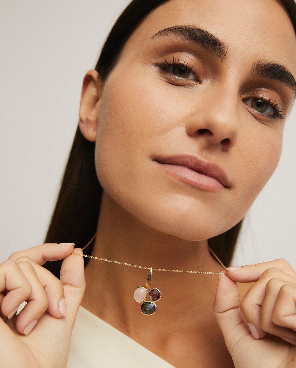 Colgante india bañado en oro de 18 kt con piedras naturales - Vidal & Vidal - Multicolor Multicolor-2